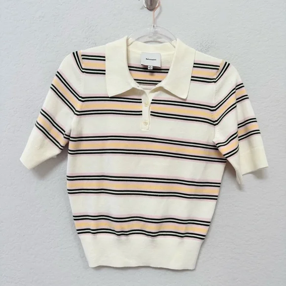 Reformation Campbell Cotton Polo Sweater Size XS